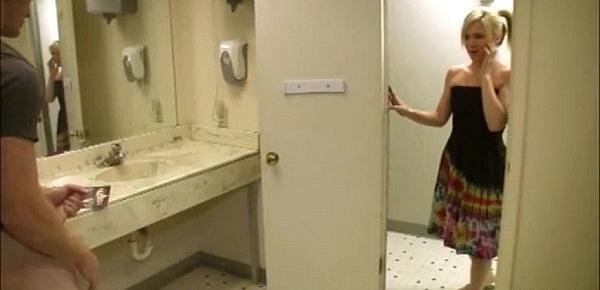 Blonde Gets A Cumblast In The Bathroom